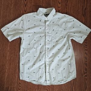 Men's Casual White Patterned Button Down Shirt